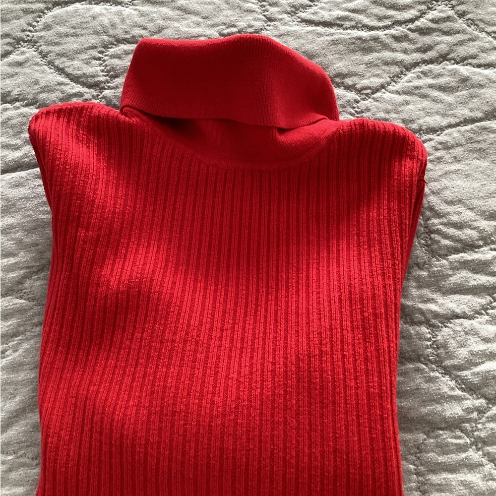 Talbots brick red ribbed turtledneck, size petite medium, NEW with tags